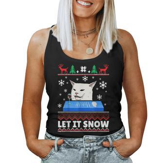 Let It Snow Cat Meme Ugly Sweater Ugly Christmas Sweater Women Tank Top | Mazezy