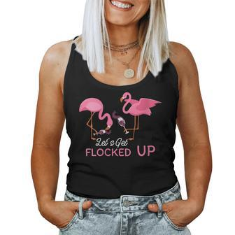 Let's Get Flocked Up Flamingo Wine Drinking Product Women Tank Top | Mazezy