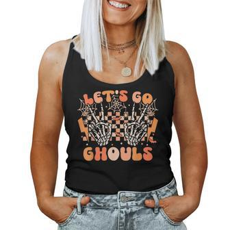 Let's Go Ghouls Halloween Skeleton Costume Retro Groovy Women Tank Top - Thegiftio UK