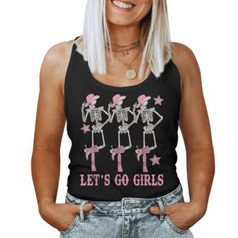 Let's Go Girls Western Skeleton Cowgirls Bachelorette Party Women Tank Top - Thegiftio UK