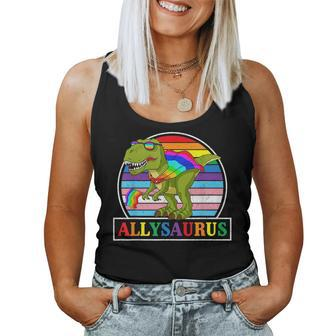Lgbt Dinosaur T Rex Gay Pride Dino Allysaurus Rainbow Women Tank Top | Mazezy