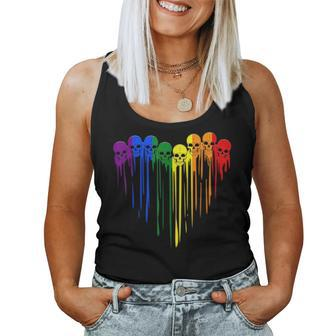 Lgbt Gay Pride Skull Rainbow Heart Lgbt Support Women Tank Top | Mazezy