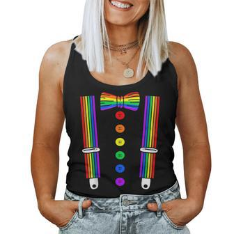 Lgbt Pride Gay Rainbow Tuxedo Suspenders Men Women Women Tank Top | Mazezy
