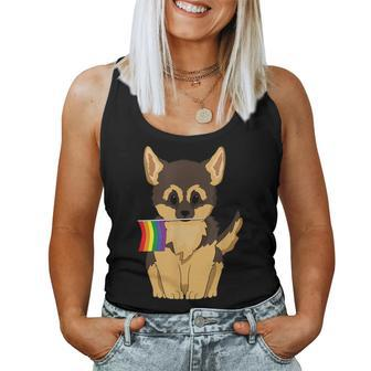 Lgbt Pride German Shepherd Dog Rainbow Flag Gay Lesbian Love Women Tank Top | Mazezy