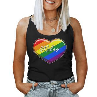 Lgbt Pride Heart - First Name Miles Rainbow Hearts Love Women Tank Top | Mazezy