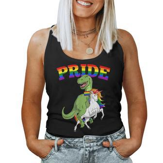 Lgbt T-Rex Dinosaur Unicorn Gay Pride Rainbow Lgbtq Cute Women Tank Top | Mazezy