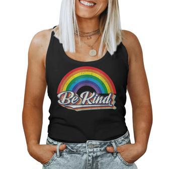 Lgbtq Ally Be Kind Gay Pride Lgbt Rainbow Flag Retro Women Tank Top | Mazezy