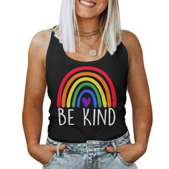 Lgbtq Be Kind Gay Pride Lgbt Ally Rainbow Flag Retro Vintage Women Tank Top Basic Casual Daily Weekend Graphic - Seseable