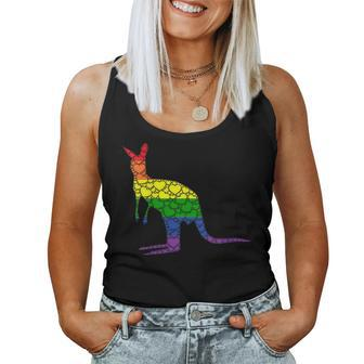 Lgbtq Gay Pride Rainbow Flag Love Heart- Australia Kangaroo Women Tank Top | Mazezy