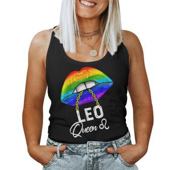 Lgbtq Leo Queen Lips Zodiac Rainbow Gay Pride Flag Lesbain Women Tank Top | Mazezy