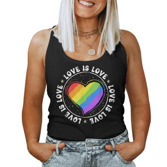 Lgbtq Love Is Love Gay Pride Lgbt Ally Rainbow Flag Vintage Pride Month s Women Tank Top | Mazezy