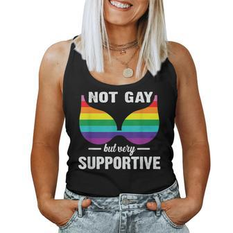 Lgbtq Not Gay But Very Supportive Rainbow Pride Bra Women Tank Top | Mazezy