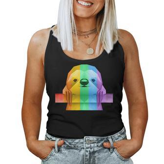 Lgbtq Rainbow Pride Flag Cute Low Poly Sloth Women Tank Top | Mazezy