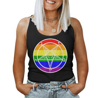 Lgbtq Satanic Devil Pentagram Rainbow Flag Gay Pride Flag Women Tank Top | Mazezy