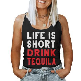 Lifes Short Drink More Tequila Funny Shots Women Tank Top Basic Casual Daily Weekend Graphic - Thegiftio UK