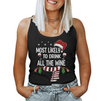 Most Likely To Drink All The Wine Family Christmas Pajamas Women Tank Top - Thegiftio UK