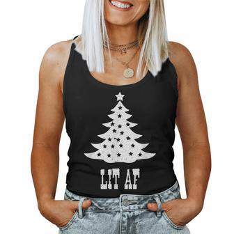 Lit Af Christmas Women Men Xmas Tree Winter Women Tank Top | Mazezy