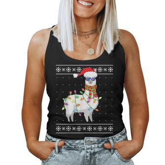 Llama Christmas Tree Ugly Christmas Sweater Women Tank Top | Mazezy