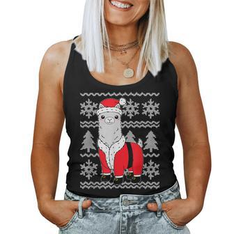 Llama Santa Hat Ugly Christmas Sweater Holiday Women Tank Top - Monsterry AU