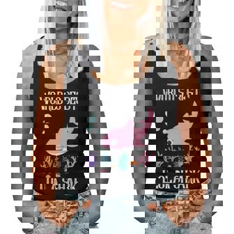 Lola Grandma Gift Worlds Best Lola Shark Women Tank Top Weekend Graphic - Seseable