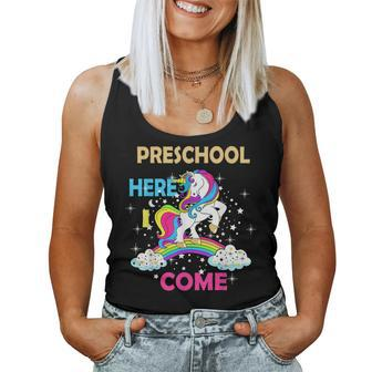 Look Out Preschool Here I Come Girl Unicorn Pre School Women Tank Top Weekend Graphic - Thegiftio UK