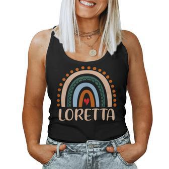 Loretta Name Personalized Rainbow Loretta Women Tank Top | Mazezy