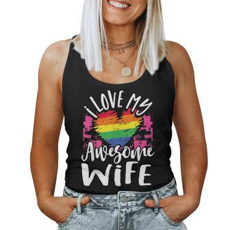I Love My Awesome Wife Gay Lesbian Couple Matching Women Tank Top | Mazezy