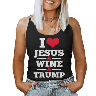 Love Jesus Wine Trump Religious Christian Faith Mom Women Tank Top | Mazezy CA