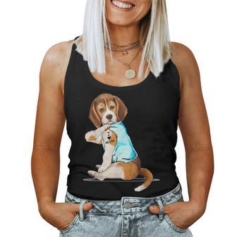 I Love Mom Beagle Harrier Tattooed Women Tank Top | Mazezy