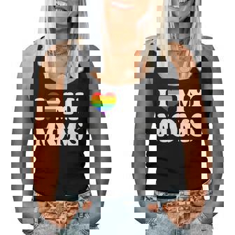 I Love My Moms Rainbow Heart Gay Pride Lgbt Flag Pride Women Tank Top | Mazezy