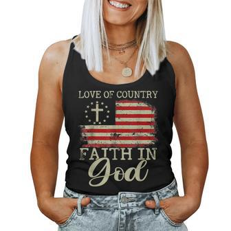 Love Of Country Faith In God Patriotic 4Th Of July Christian Women Tank Top Basic Casual Daily Weekend Graphic - Thegiftio UK