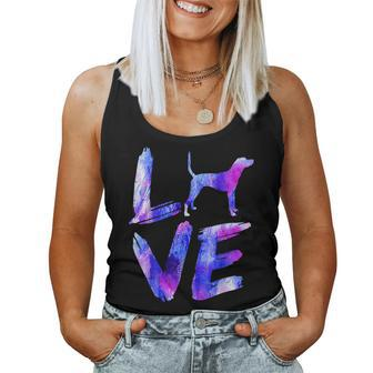 Love Treeing Tennessee Brindle Watercolor Blue Dog Mom Dad Women Tank Top | Mazezy