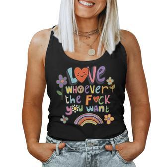 Love Whoever The F You Want Lgbtq Rainbow Pride Cute Hearts Women Tank Top | Mazezy