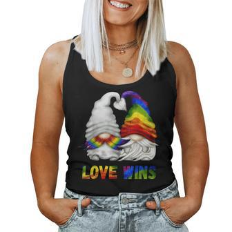 Love Wins - Cute Lgbtq Rainbow Gnomes For Proud Gay Couple Women Tank Top | Mazezy