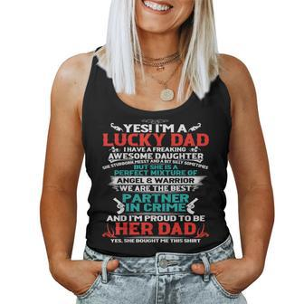 Im A Lucky Dad I Have A Awesome Daughter Fathers Day Women Tank Top | Mazezy