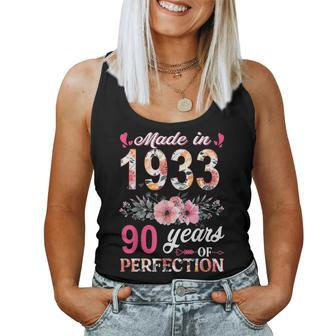Made In 1933 Floral 90 Year Old 90Th Birthday Women Tank Top - Monsterry DE