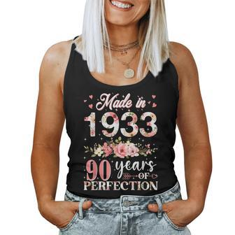 Made In 1933 Floral 90 Years Old 90Th Birthday Women Tank Top - Monsterry UK