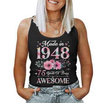 Made In 1948 Floral 75 Year Old 75Th Birthday Women Tank Top - Seseable