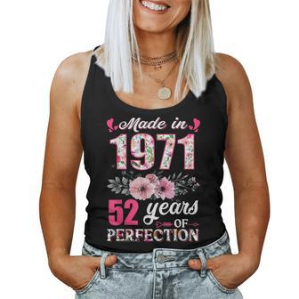 Made In 1971 Floral 52 Year Old 52Nd Birthday Gifts Women Women Tank Top Weekend Graphic - Seseable