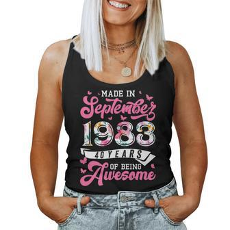 Made In September 1983 Floral 40 Yr Old 40Th Birthday Women Women Tank Top Basic Casual Daily Weekend Graphic - Seseable