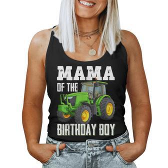 Mama Of The Birthday Boy Family Tractors Farm Trucks Bday Women Tank Top - Seseable