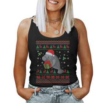 Mana Christmas Sweater Ugly Xmas Sea Cow Santa Hat Women Tank Top - Seseable