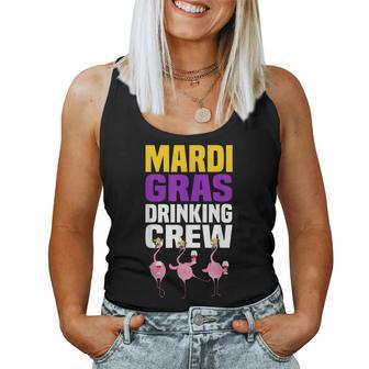 Mardi Gras Drinking Crew Flamingo Jester Hat Wine Lover Women Tank Top | Mazezy
