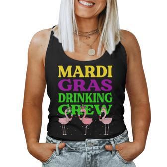 Mardi Gras Drinking Crew Wine Lover Cute Flamingo Mardi Gras Women Tank Top | Mazezy