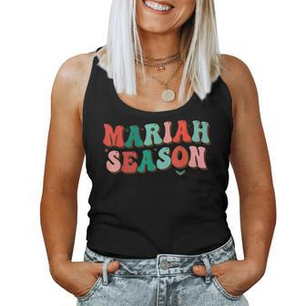 Mariah Season Christmas Retro Groovy Xmas Women Tank Top - Seseable