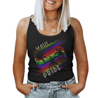 Maui Pride Gay Pride Lgbtq Rainbow Palm Trees Women Tank Top | Mazezy