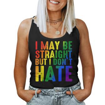 I May Be Straight But I Dont Hate Rainbow Lgbt Gay Pride Women Tank Top | Mazezy