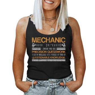 Mechanic Questionable Knowledge Garage Shift Tracks Race Car Mechanic Women Tank Top | Mazezy