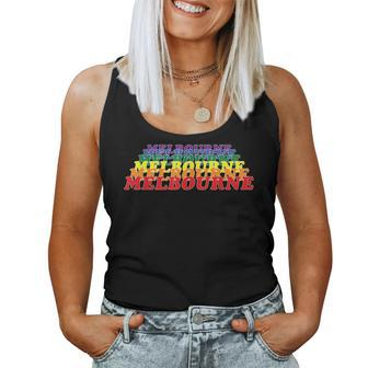 Melbourne City Gay Pride Rainbow Word Women Tank Top | Mazezy