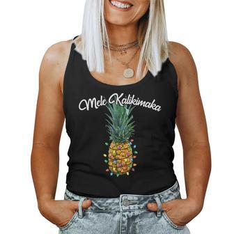 Mele Kalikimaka Hawaiian Christmas Pineapple Women Tank Top | Mazezy